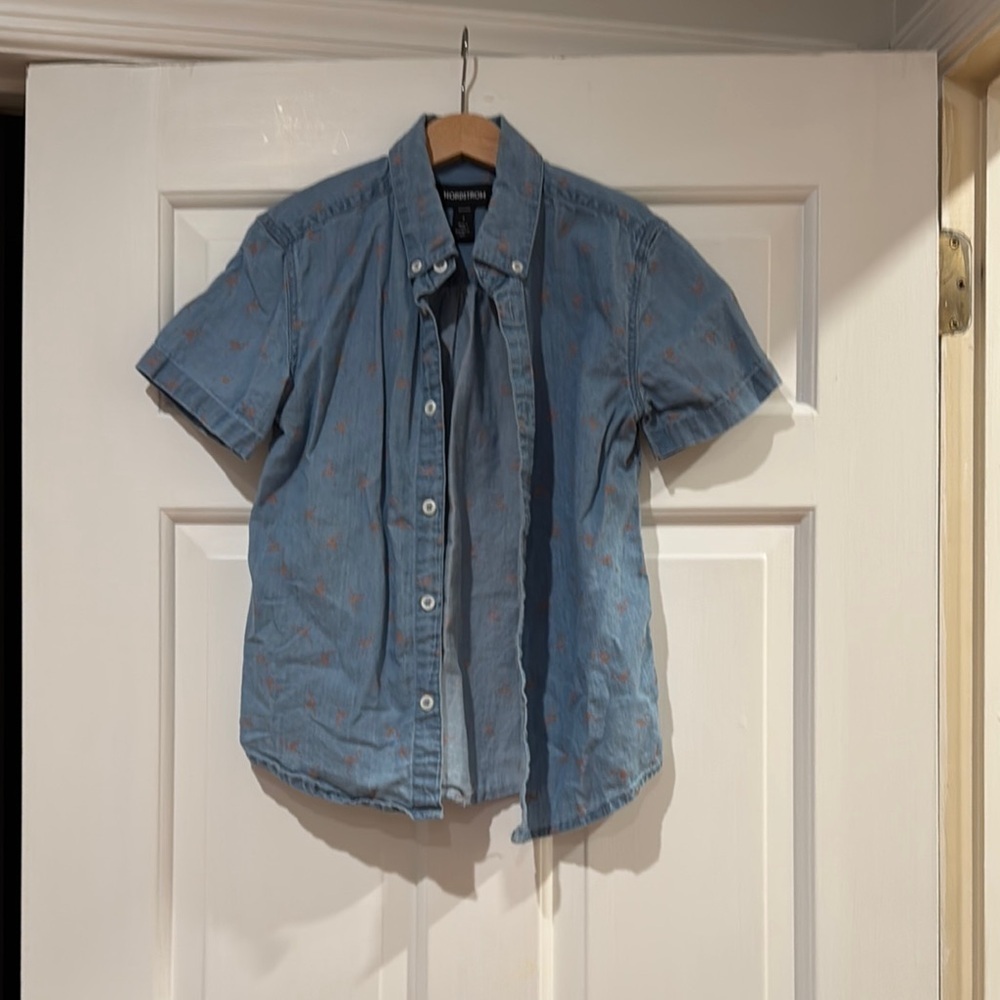 Nordstrom Boys Short Sleeve Chambray Shirt